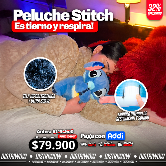 Peluche stitch con respiración y luz