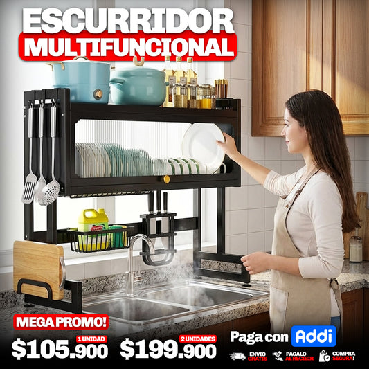 Organiza Tu Cocina en Minutos – Escurridor Multifuncional 🍽️