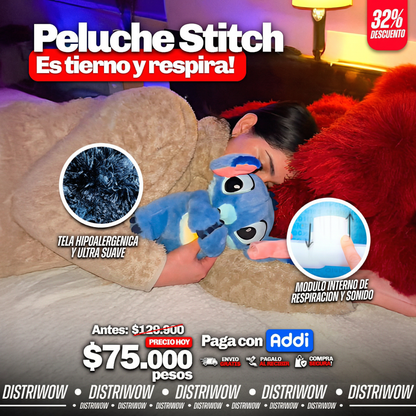 Peluche stitch con respiración y luz